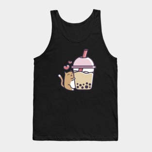 Bubble Tea - Cute Kawaii Cat Hugging Boba Tank Top